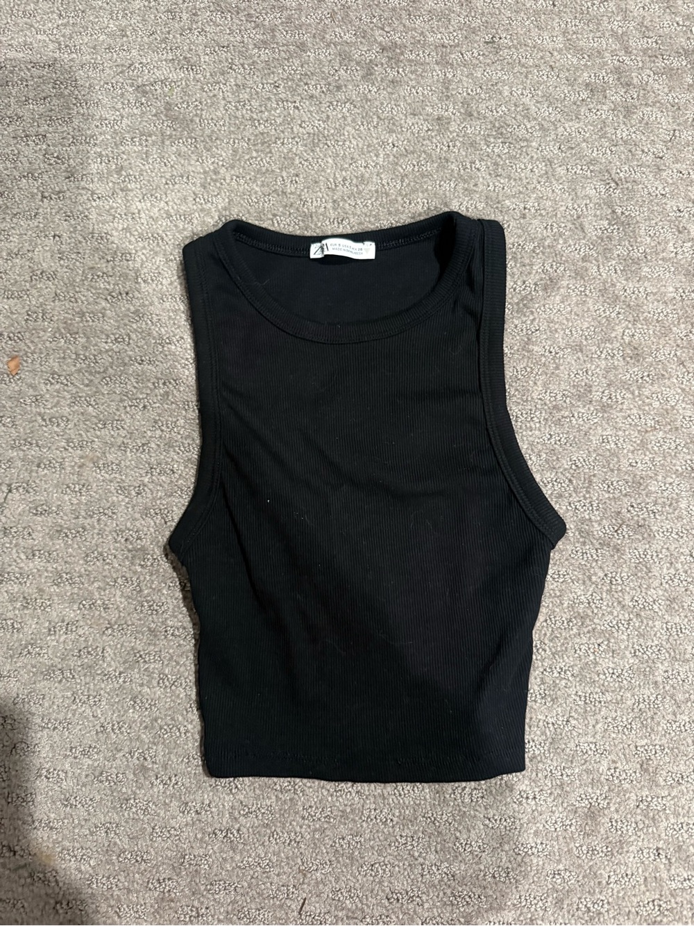 Zara Black Ribbed Cropped Tank